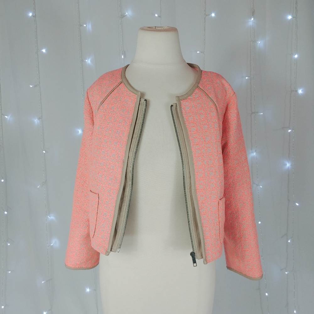 Best Society Bright Coral Pink Cropped Jacket - Picture 5 of 6